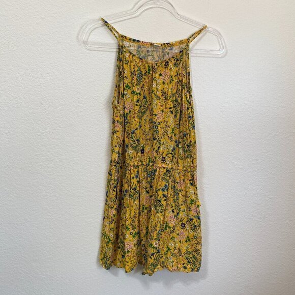 Old Navy Yellow Floral Keyhole Front Romper With Pockets - Picture 1 of 9